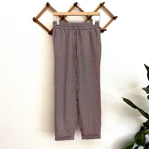 J. Crew Maroon and white geo print drawstring cuffed pants women's size 4